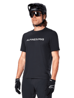 Alpinestars A-Dura Switch Short Sleeve Jersey, MTB Trail, Men's, Black, technical fabric, white wordmark logo.