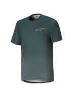 Alpinestars Youth A-Dura Rise Jersey, Short Sleeve MTB Jersey, Silver Pine Green, crew neck with subtle chest logo, lightweight breathable jacquard fabric, regular fit