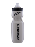 Alpinestars Water Bottle Alps 24Oz, Ecru with Black Cap, Cycling Water Bottle with MoFlo Spout, Sleek Contoured Design, Black Alpinestars Logo and Vertical Branding, Durable Polypropylene construction