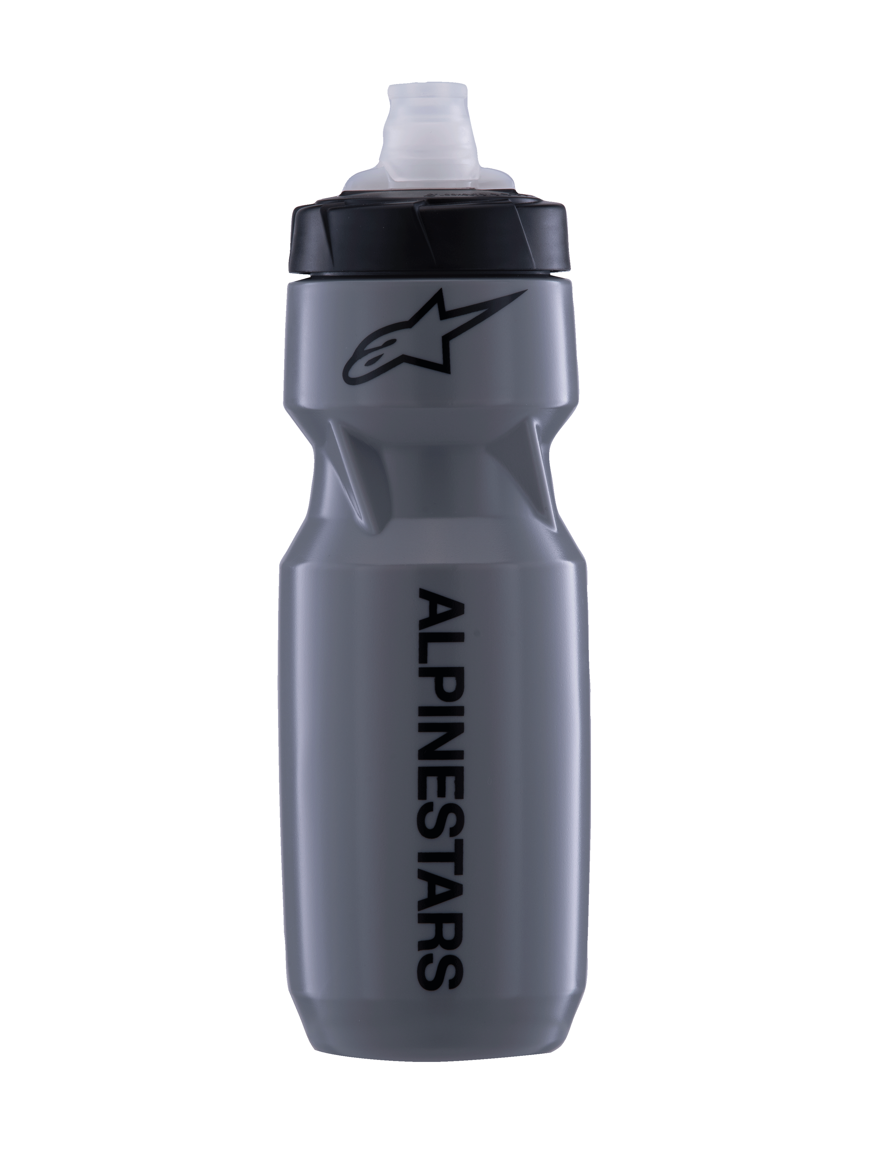 Alpinestars Water Bottle Alps 24Oz, Gray MTB cycling bottle with a leak-proof MoFlo cap and BPA-free plastic build.