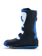 Alpinestars Tech-T Boots, Men's Dark Blue, Black and White trials motorcycle boots with TPU shin plates and high-grip soles.