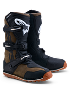 Alpinestars Tech-T Boots, trials motorcycle boots in brown and black leather with ergonomic TPU shinplates.