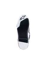 Alpinestars Tech-10 Boots, Motocross sole in Black and White featuring a replaceable grip insert and star logo.