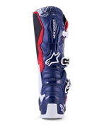 Alpinestars Limited Edition Tech 7 Unity Boots, Red White and Blue motocross boots, rear view showing protective TPU shell.