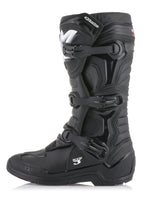 Alpinestars Tech 3 Boots, Black Motocross Boots, side profile view featuring triple buckle closure system, TPU protective panels, and durable microfiber upper for off-road performance