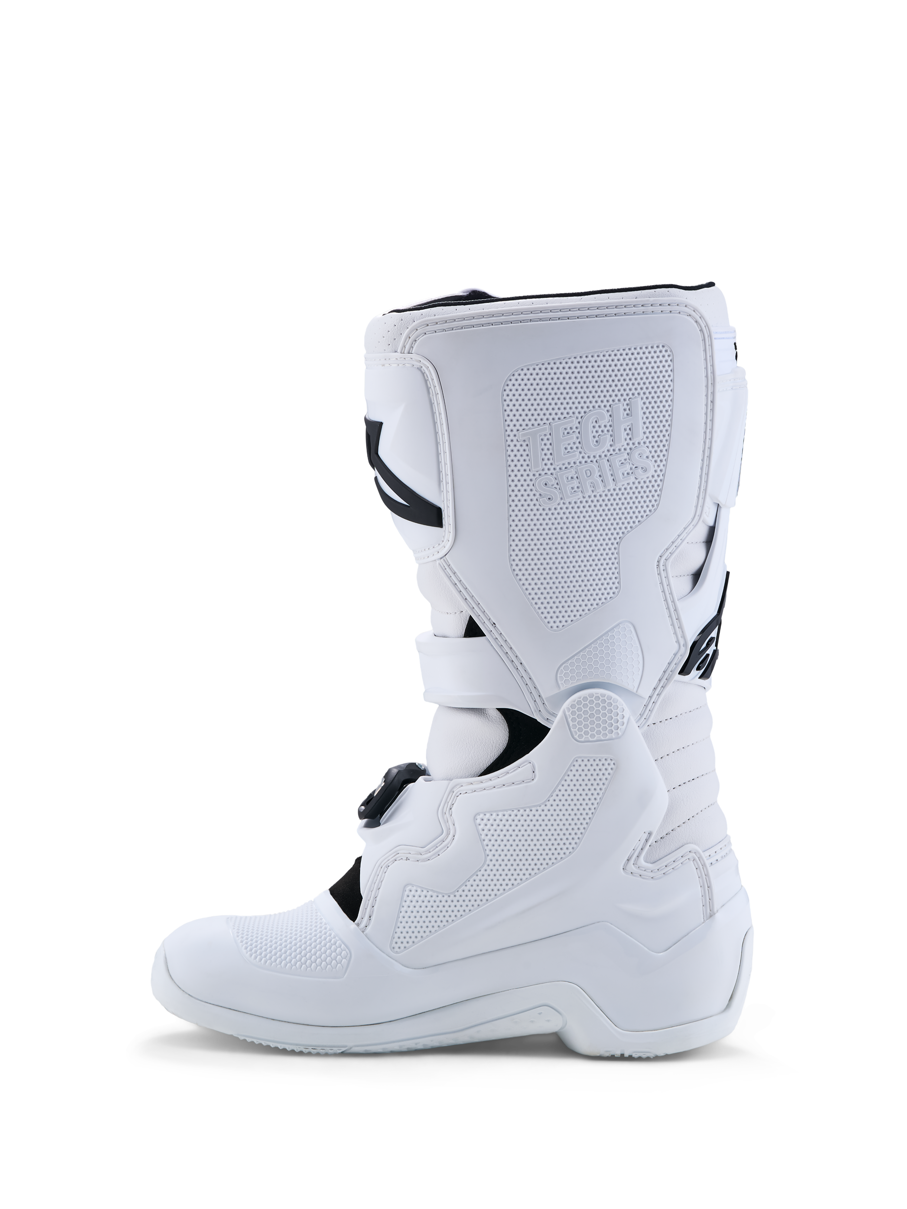 Alpinestars Youth Tech 7S Boots, Motocross Racing Boots, Youth, White, Synthetic with TPU Shin Protection.