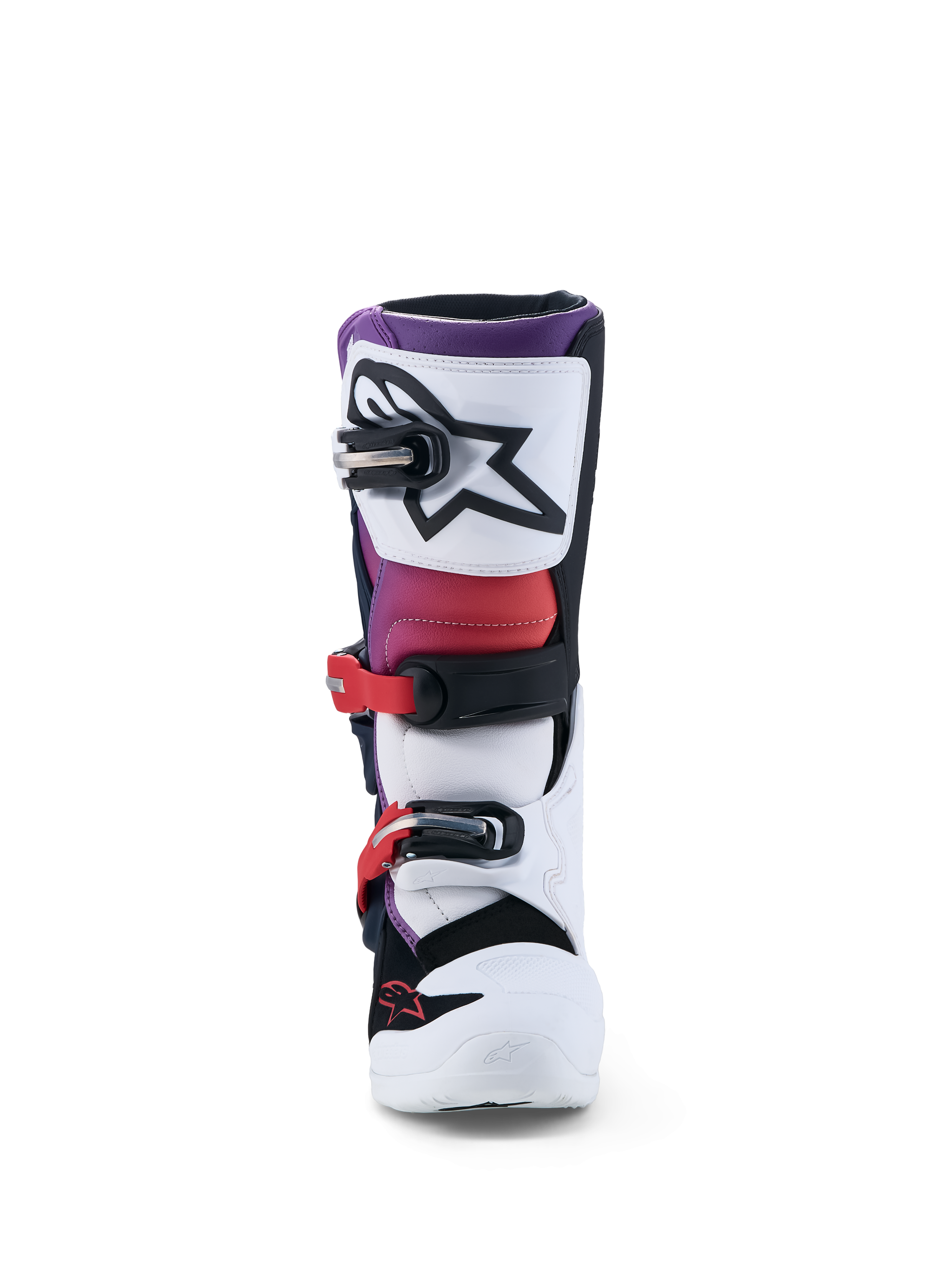 Alpinestars Youth Tech 7S Boots, Motocross Racing, Youth, White and Purple, TPU protection with a secure buckle system.