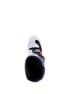 Alpinestars Youth Tech 7S Motocross Boots, youth off-road footwear in blue and white, top-down interior view.