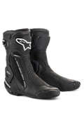 Alpinestars SMX Plus V2 Vented Boots, Black motorcycle racing boots with perforated microfiber and Multi-Link protection.
