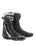 Alpinestars SMX Plus V2 Vented Boots, Black and White Men's racing boots with protective microfiber and CE certification.