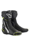 Alpinestars SMX Plus V2 Vented Boots, Men's Motorcycle Racing Boots, Black and Yellow, Vented Leather with CE Certification.