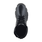 Alpinestars Ava Women Boots, Urban Motorcycle Boots, Black, top-down view featuring lace-up closure and chunky elevated rubber sole, full-grain leather utility-style design