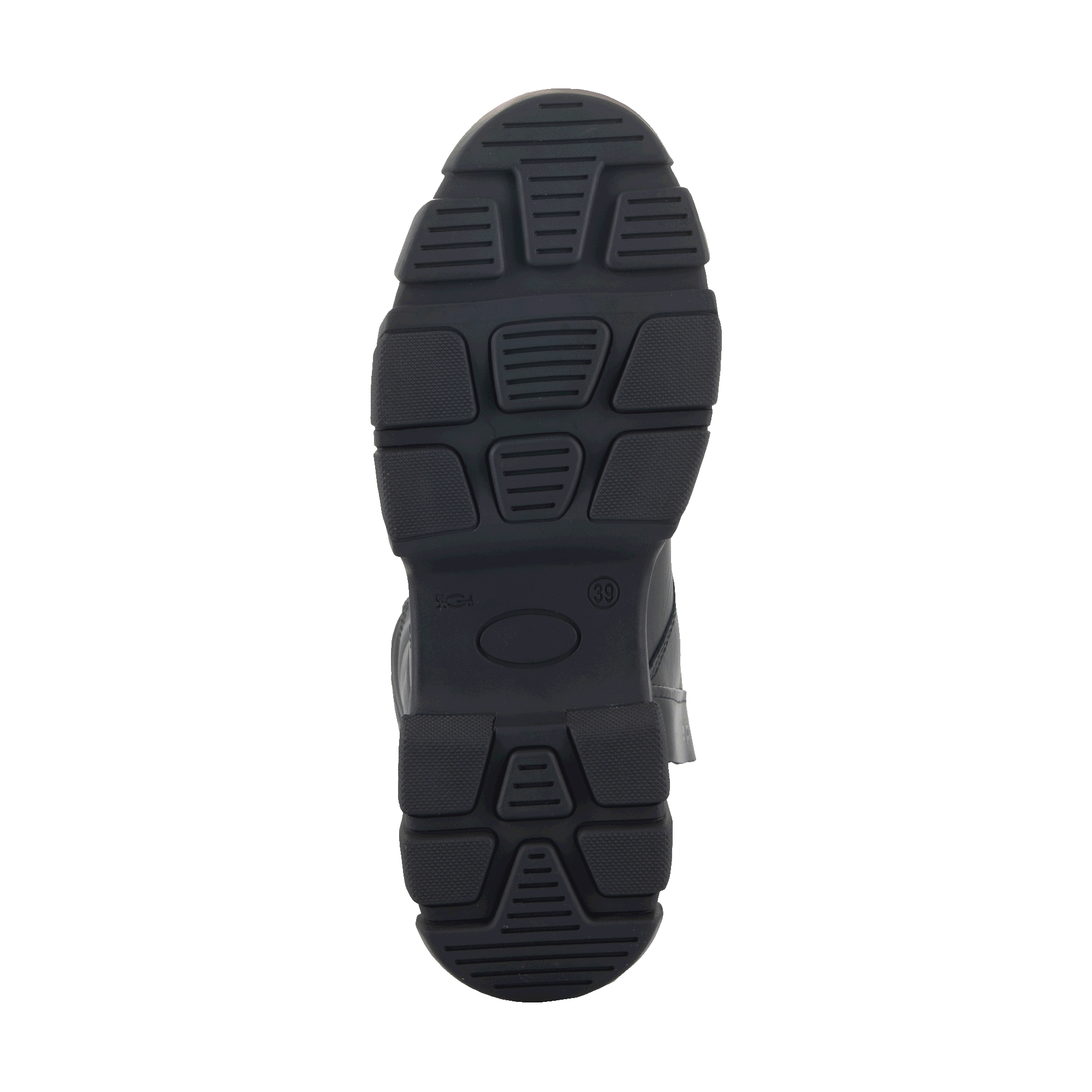 Alpinestars Ava Women's Boots, Black, bottom view showing the chunky rugged rubber sole with textured tread pattern for grip, urban motorcycle footwear design