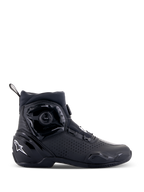 Alpinestars SP-2 Riding Shoes, Sport Motorcycle Riding Shoes, Black, featuring BOA speed closure system, perforated microfiber construction, white Astar logo on the heel, sleek profile for road riding