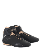 Alpinestars Stella Sektor Shoes, women's motorcycle riding footwear, Black and Champagne, lightweight microfiber construction.