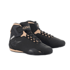 Alpinestars Stella Sektor Women's Riding Shoes in black and champagne microfiber with Velcro ankle strap.