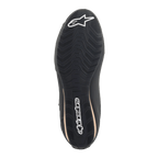 Alpinestars Stella Sektor Women's Motorcycle Shoes, Black/Champagne, high-grip rubber sole with wavy traction pattern.
