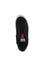 Alpinestars Stated Shoes, black urban motorcycle riding sneakers with red accents and suede construction.
