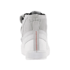 Alpinestars Stated Shoes, Gray and White urban riding shoes featuring red heel stitching and a knitted mesh ankle collar.