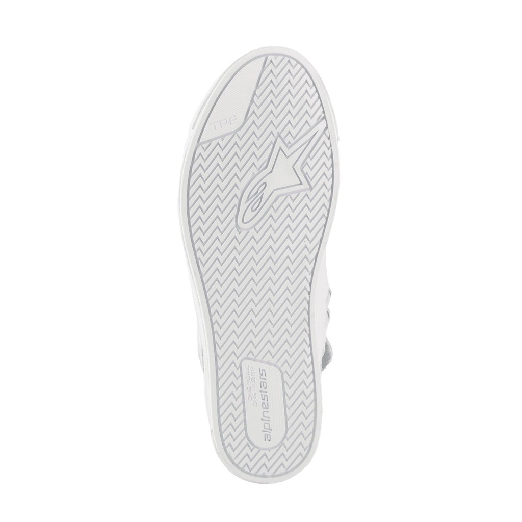 Alpinestars Stated Shoes, White and Gray urban motorcycle footwear with a grippy herringbone vulcanized sole.