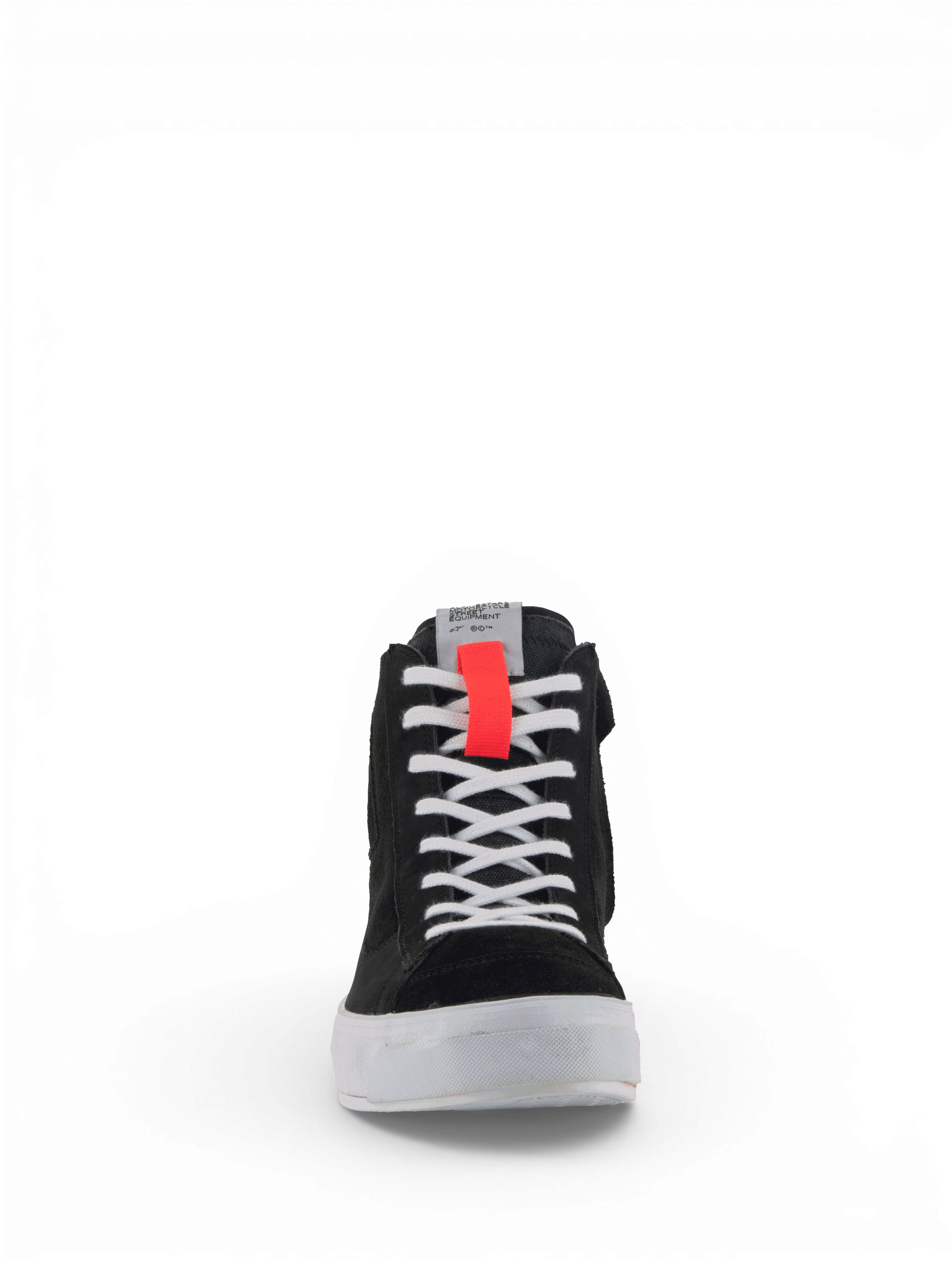 Alpinestars Stella Stated Podium Shoes, Women's Urban Motorcycle Riding Shoes, Black and White with Red, Retro Skate Sneaker.