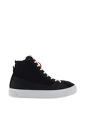 Alpinestars Stella Stated Podium Women's Urban Riding Shoes, black and white skate-style with vulcanized soles.
