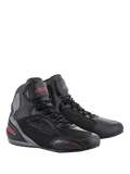 Alpinestars Faster-3 Drystar Riding Shoes, waterproof motorcycle shoes, men's, black and gray with red accents.