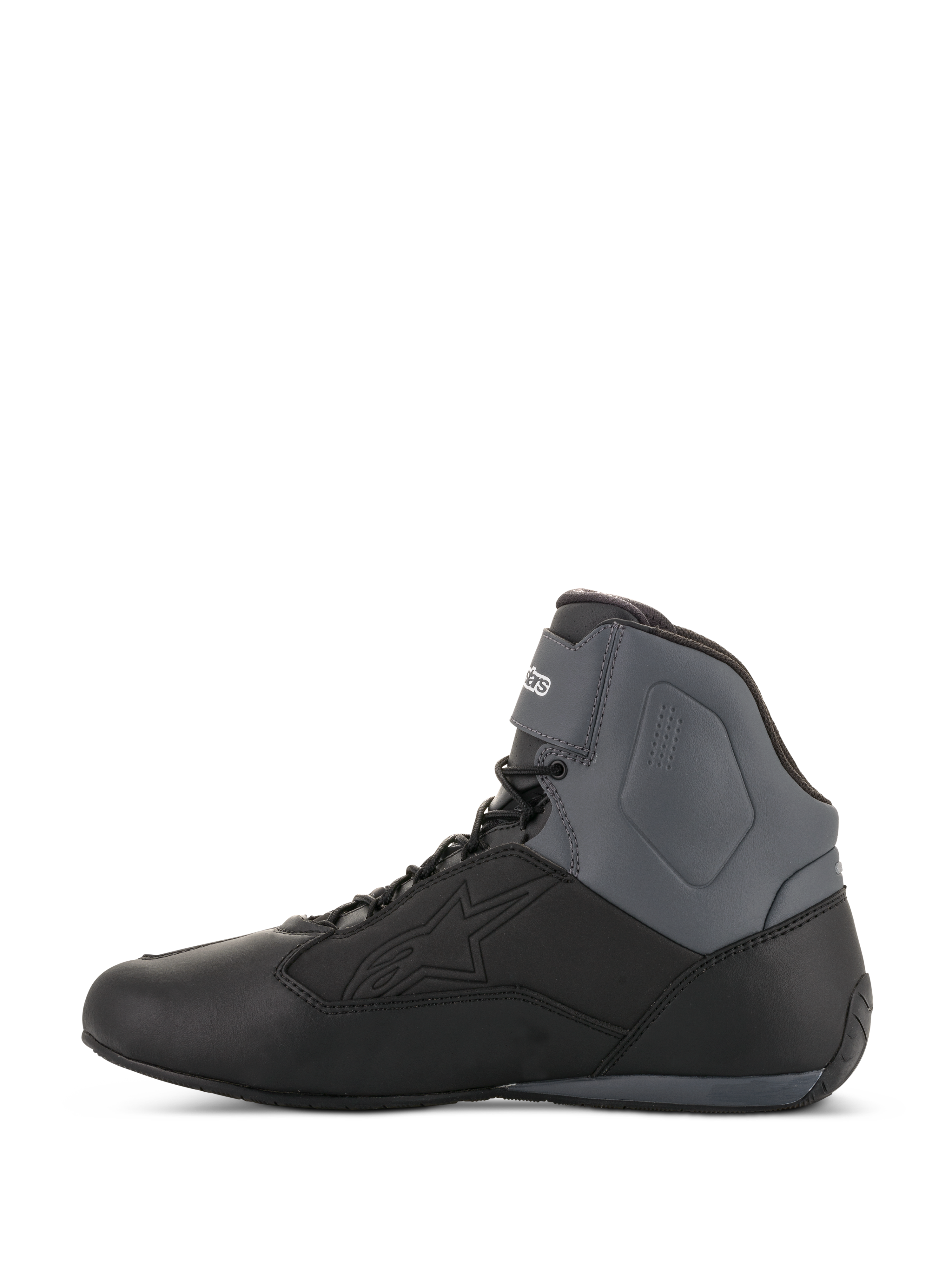 Alpinestars Faster-3 Drystar Riding Shoes, waterproof motorcycle road boots for men, black and gray synthetic microfiber.