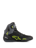 Alpinestars Faster-3 Drystar® Riding Shoes, waterproof motorcycle road shoes for urban performance, Black and Yellow Fluo, lightweight microfiber construction.
