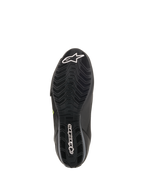 Alpinestars Faster-3 Drystar Riding Shoes, waterproof motorcycle gear, black rubber sole with textured grip and white logos.