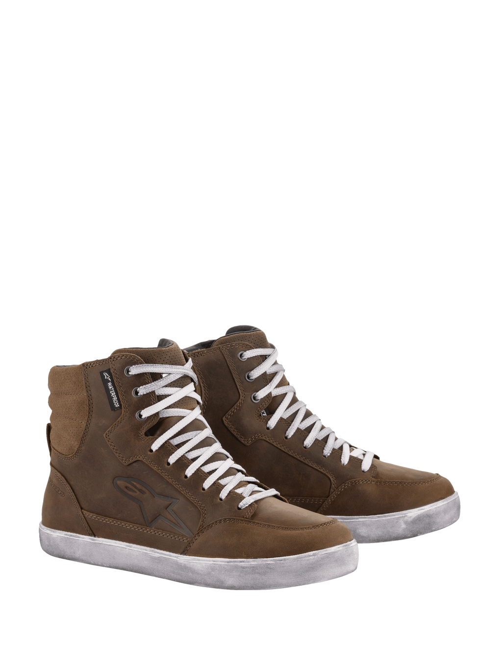 Alpinestars J-6 Waterproof Women's Riding Shoes, brown leather urban motorcycle sneakers with waterproof protection.
