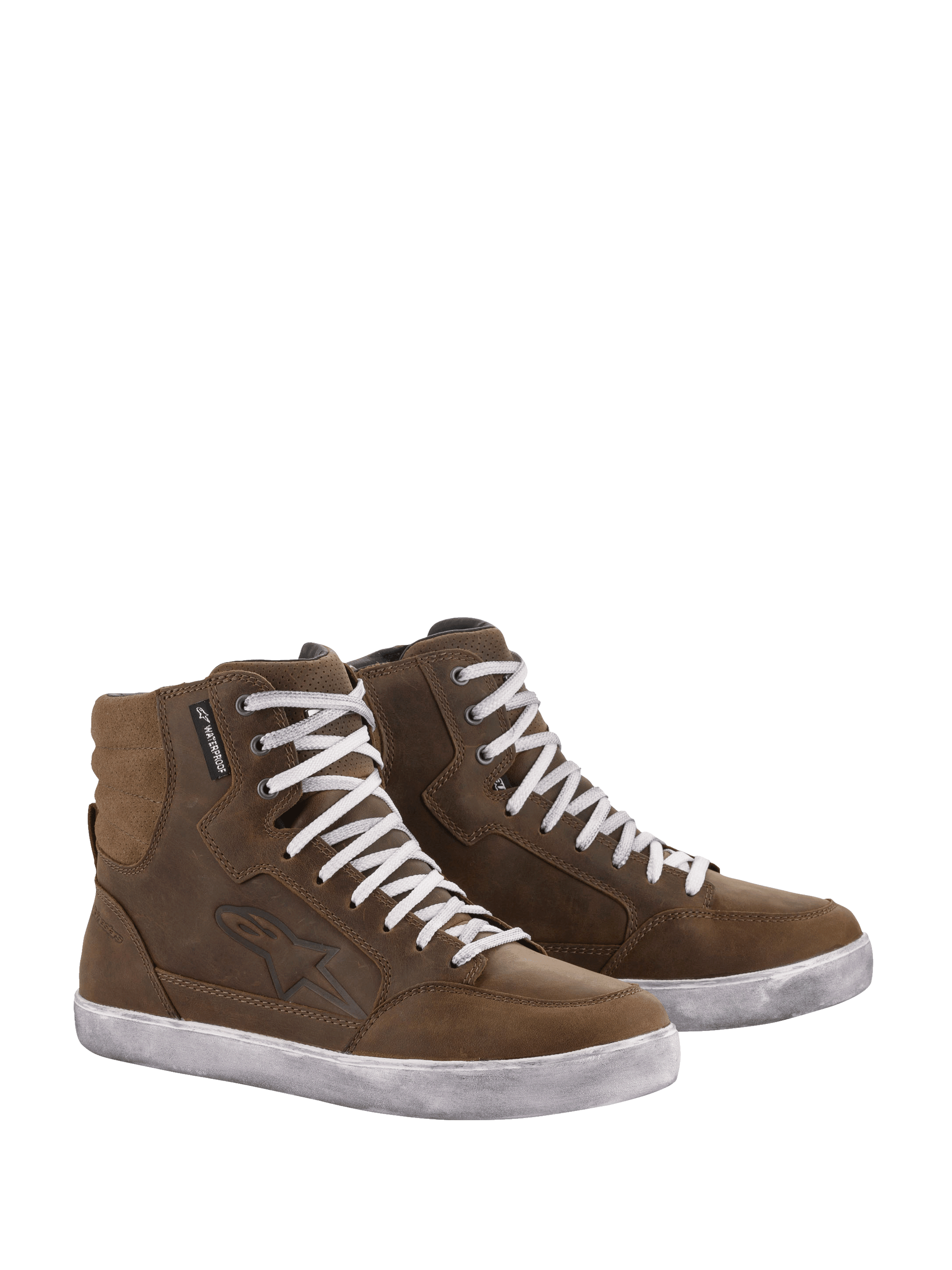Alpinestars J-6 Waterproof Women's Riding Shoes, brown leather urban motorcycle sneakers with waterproof protection.