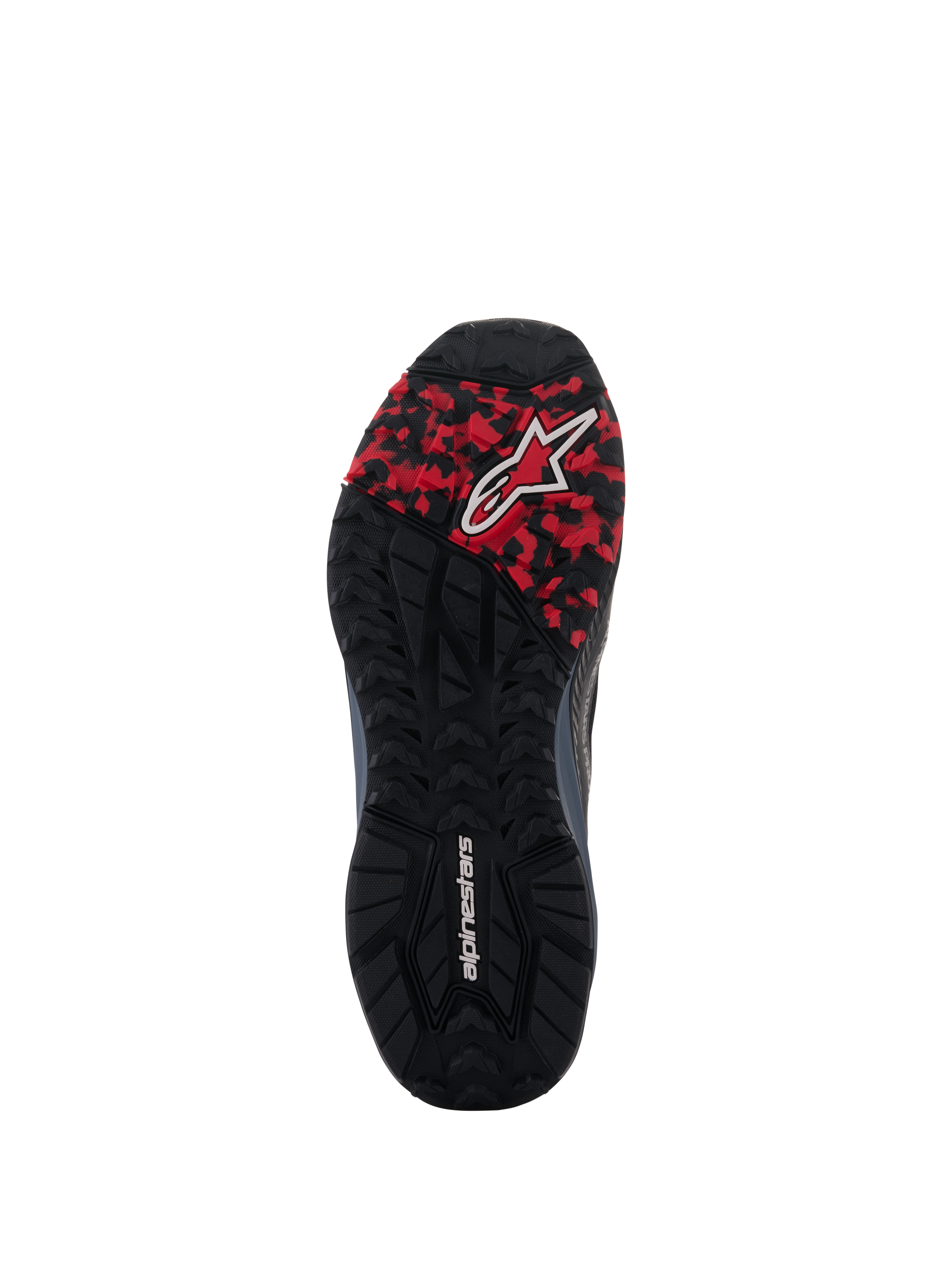 Alpinestars Speedforce XR Shoes, black and red oil-resistant rubber outsole with high-grip lugs for urban motorcycle riding.