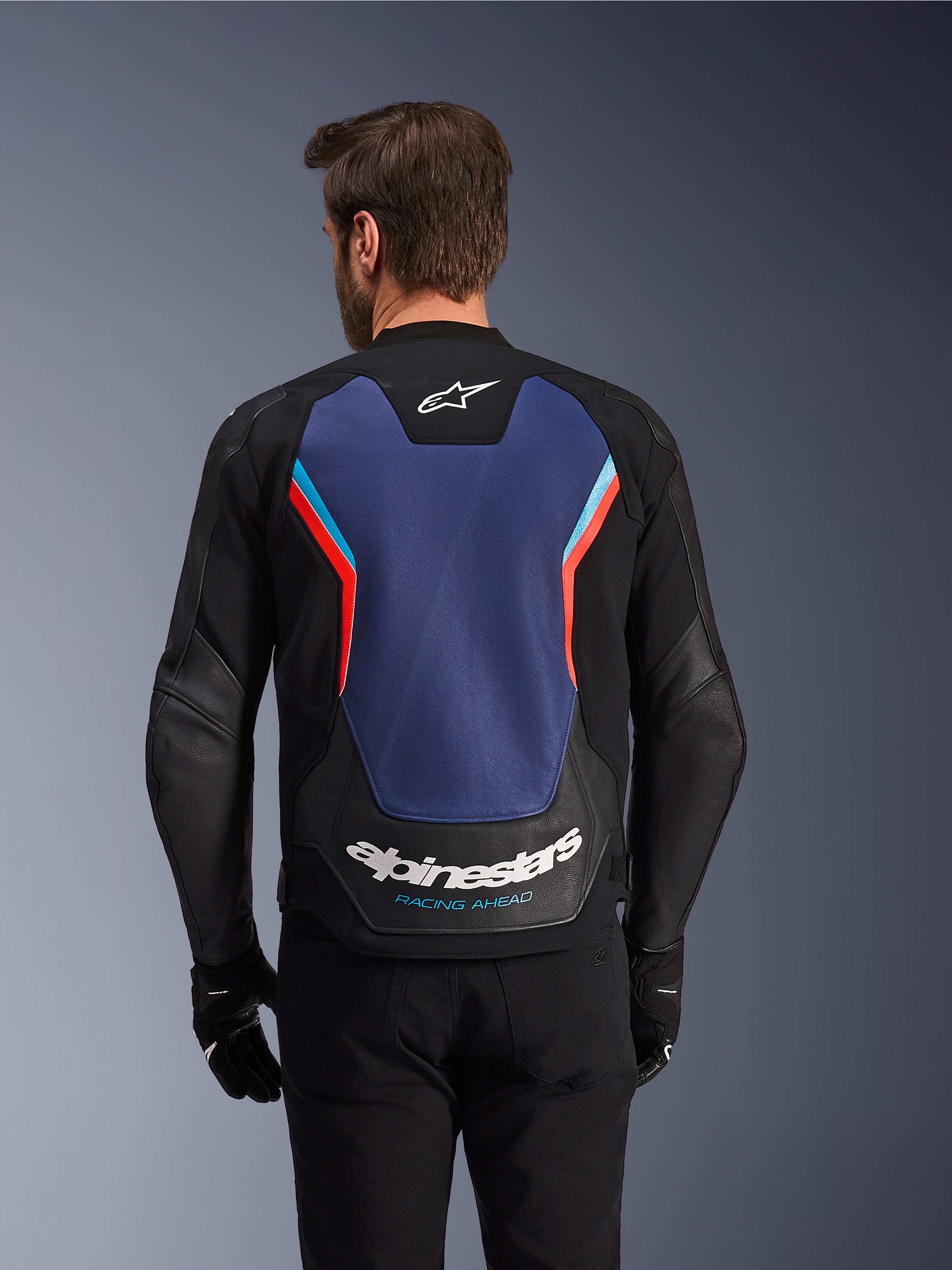 Alpinestars レザージャケット 本革 ブラック ブルー プロテクター付 GP Force V2 Leather Jacket | Alpinestars