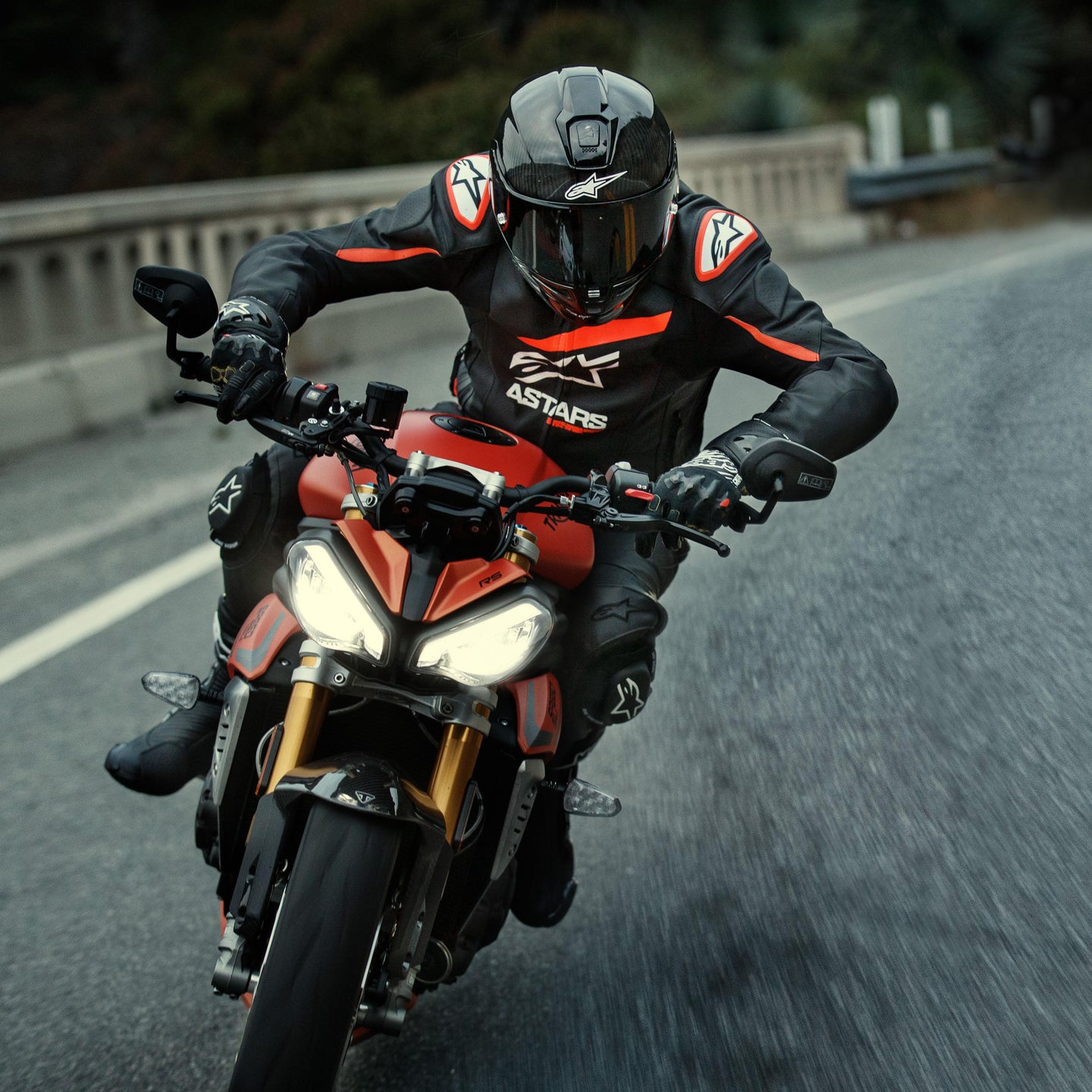 GP Plus R V4 Rideknit Leather Jacket - ORANGE SPORT Jackets | Alpinestars