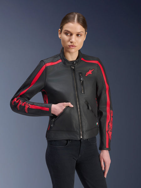 Alpinestars 革ツナギ ブラック/赤2PC 40size eu 女性用 3113924-1346-