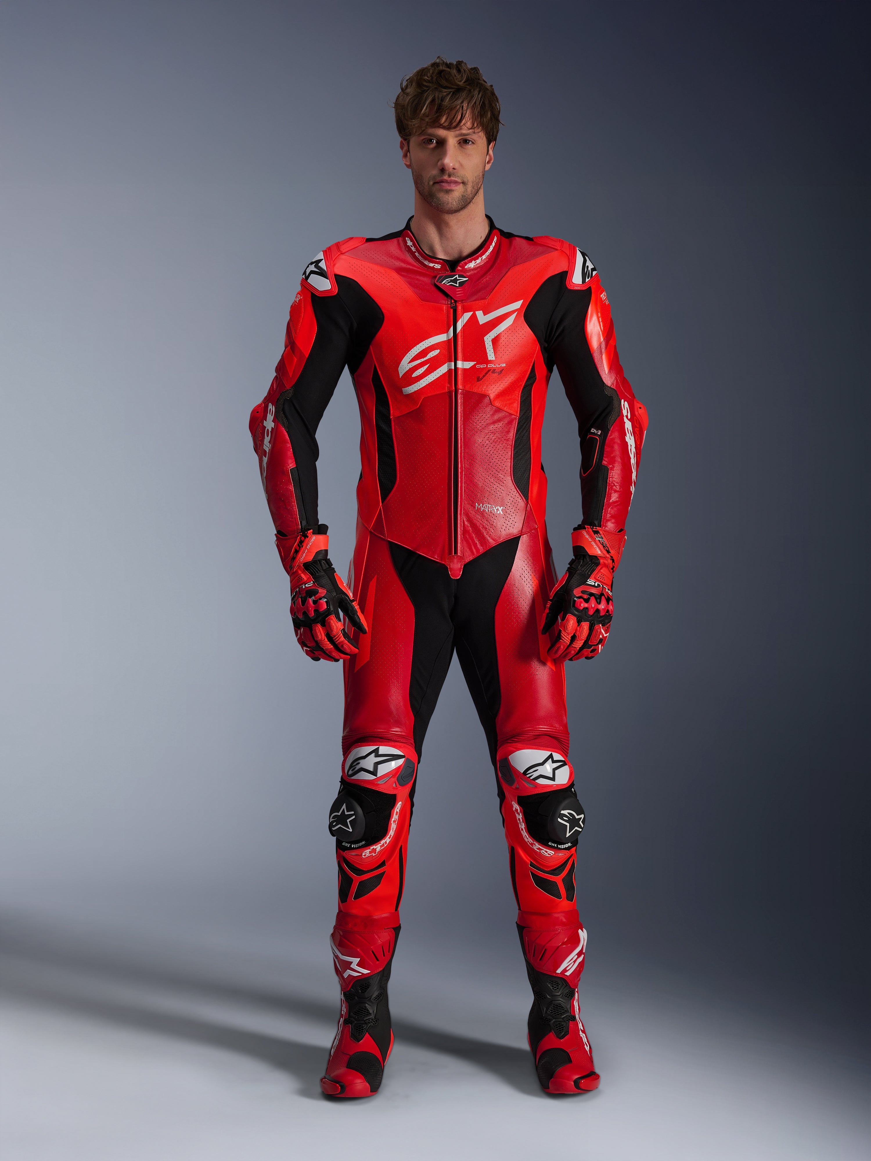 Gp Plus V4 Sprint 1Pc Leather Suit - Red ROAD One Piece Suits | Alpinestars