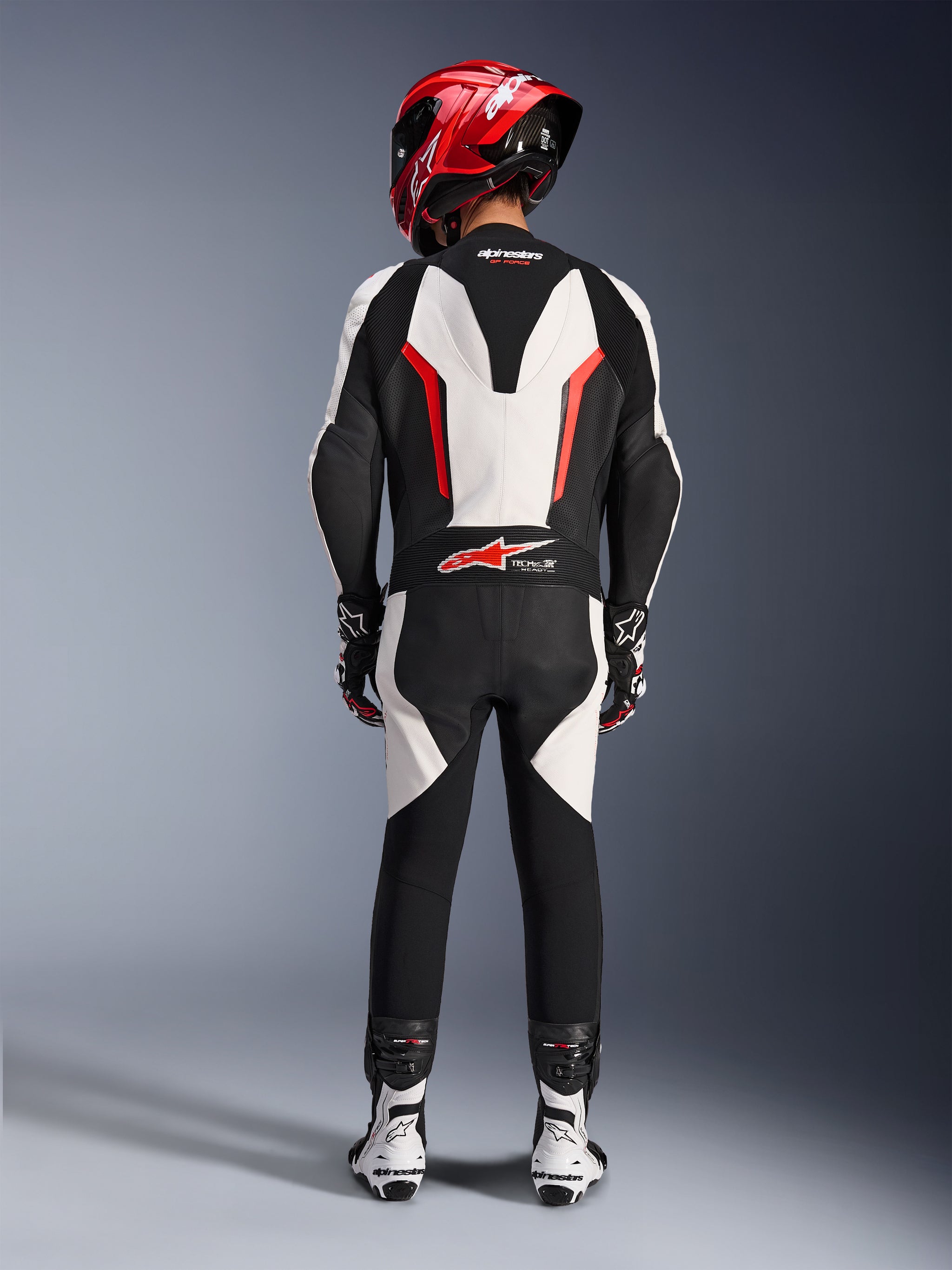 character in suit and motorcycle helmet GP Force V2 Leather Suit - 1Piece