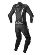Alpinestars Stella Missile V2 Women's 1-Piece Leather Racing Suit, Black and White, back view with Tech-Air Ready logo.