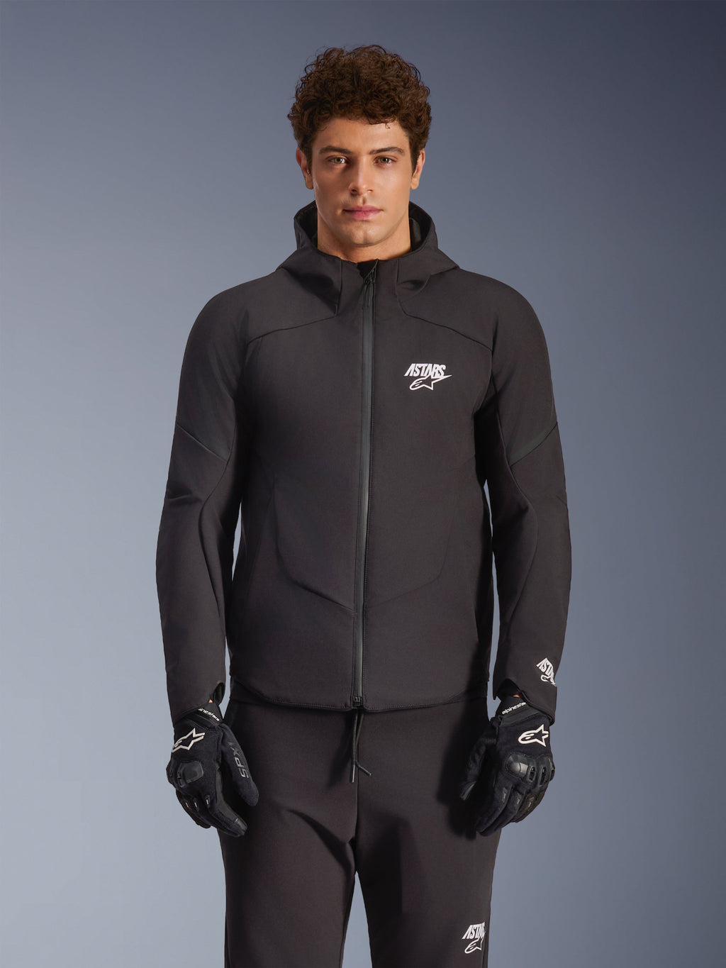 Alpinestars Aeroshell Waterproof Jacket, Black textile softshell urban motorcycle jacket for men with an integrated hood.