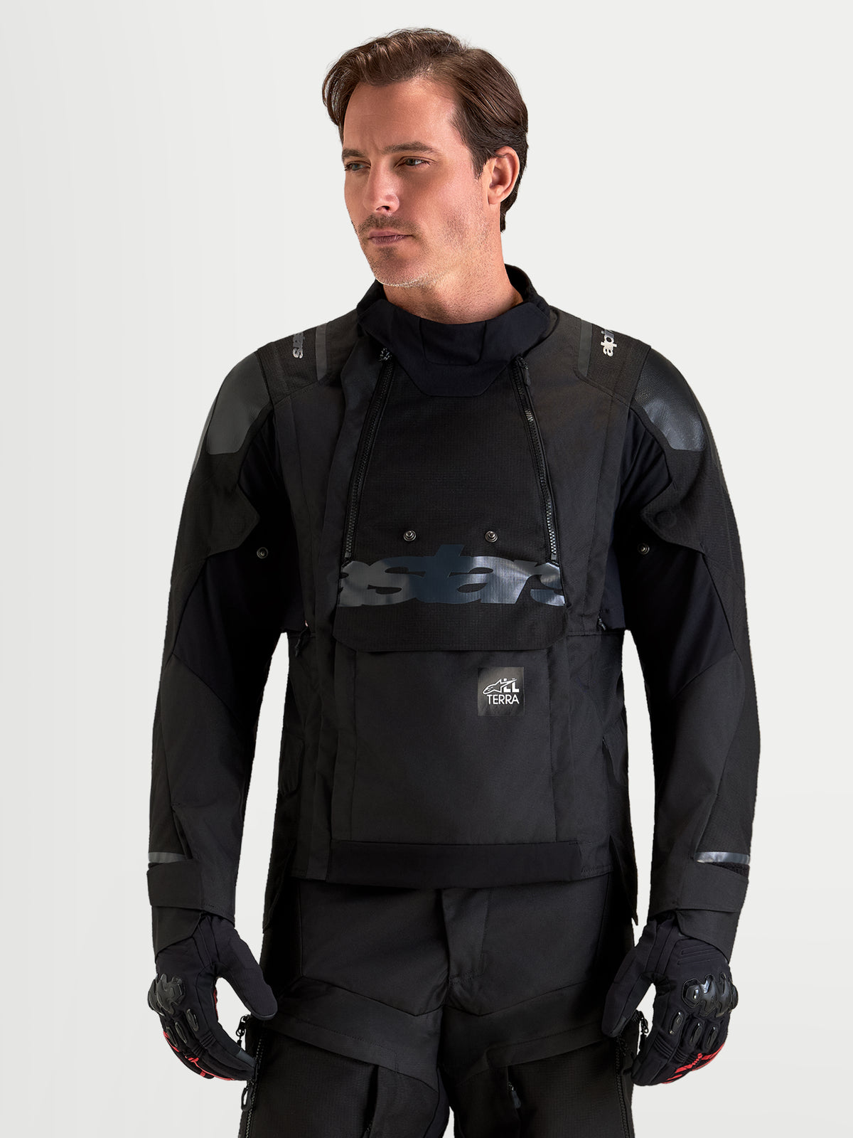 Alpinestars Harok V2 Drystar Jacket, Men's Black all-terrain adventure motorcycle jacket featuring removable Drystar waterproof liner, modular ventilation, and CE certified armor