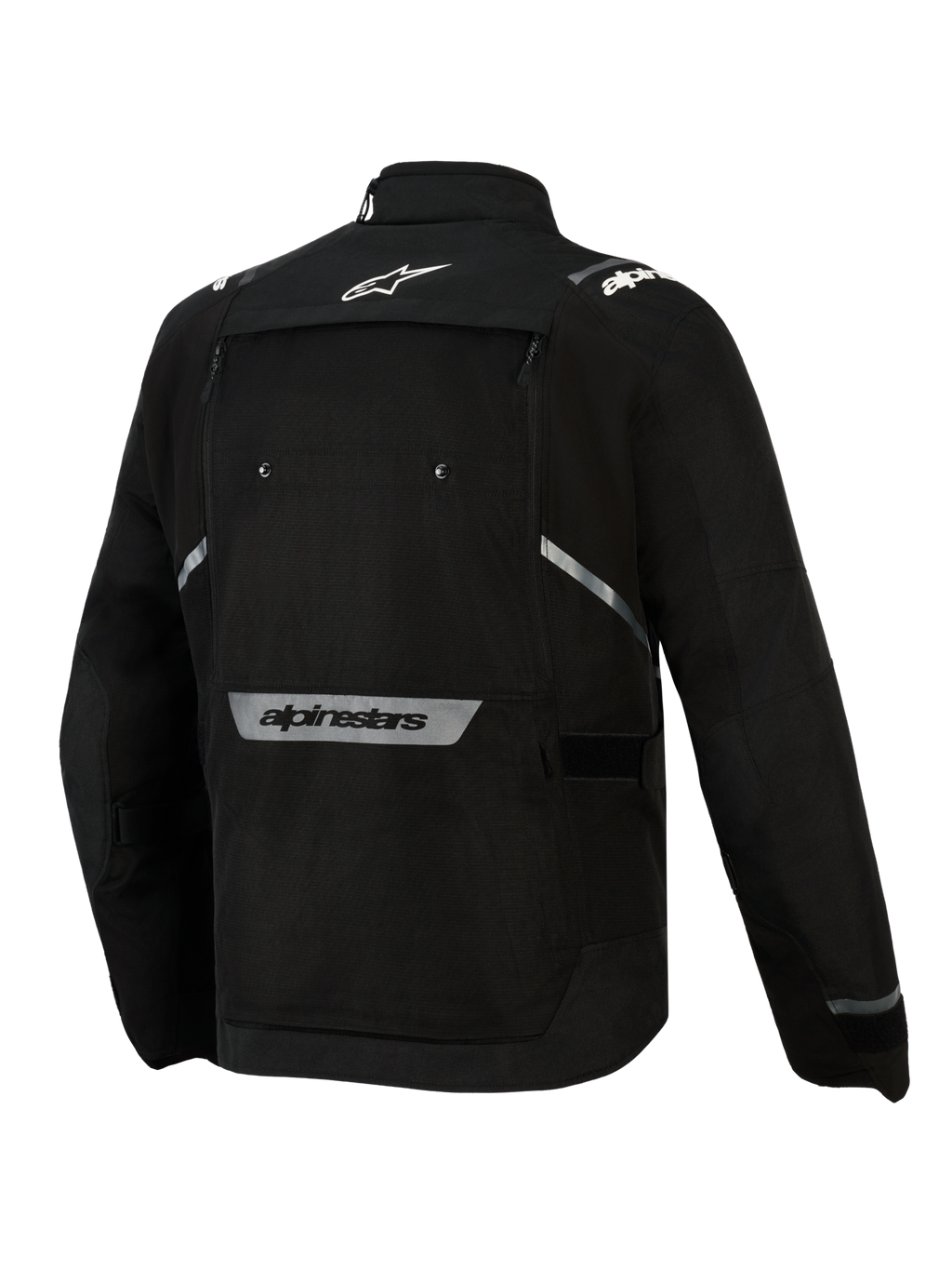 Alpinestars Cusco Drystar® Jacket, Black textile adventure touring motorcycle jacket, back view with reflective logos.