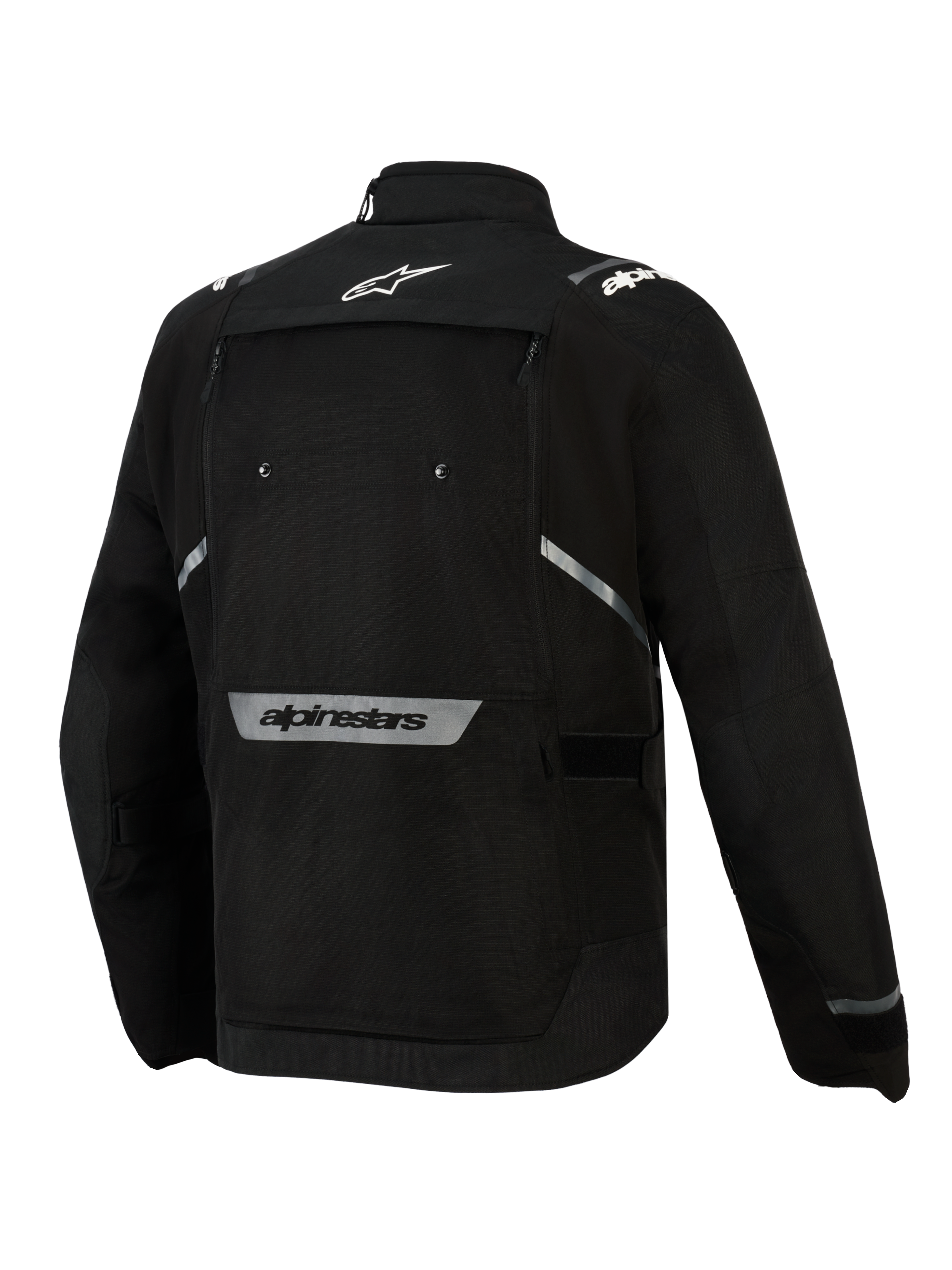 Alpinestars Cusco Drystar® Jacket, Black textile adventure touring motorcycle jacket, back view with reflective logos.