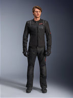 Alpinestars ST-2 Air Jacket, men's adventure touring motorcycle jacket, black textile with mesh panels, shown on-model.