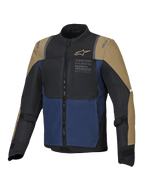 Alpinestars ST-2 Air Jacket, summer touring motorcycle jacket, Deep Blue, Dark Khaki, and Black, CE Level AA certified with Tech-Air readiness and mesh airflow ventilation
