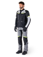 Alpinestars Bogotá Pro Drystar® Jacket, black and gray textile adventure touring gear with yellow fluo accents.