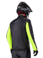 Alpinestars Bogotá Pro Drystar® Jacket, men's textile adventure touring jacket in black and yellow fluo, rear view.
