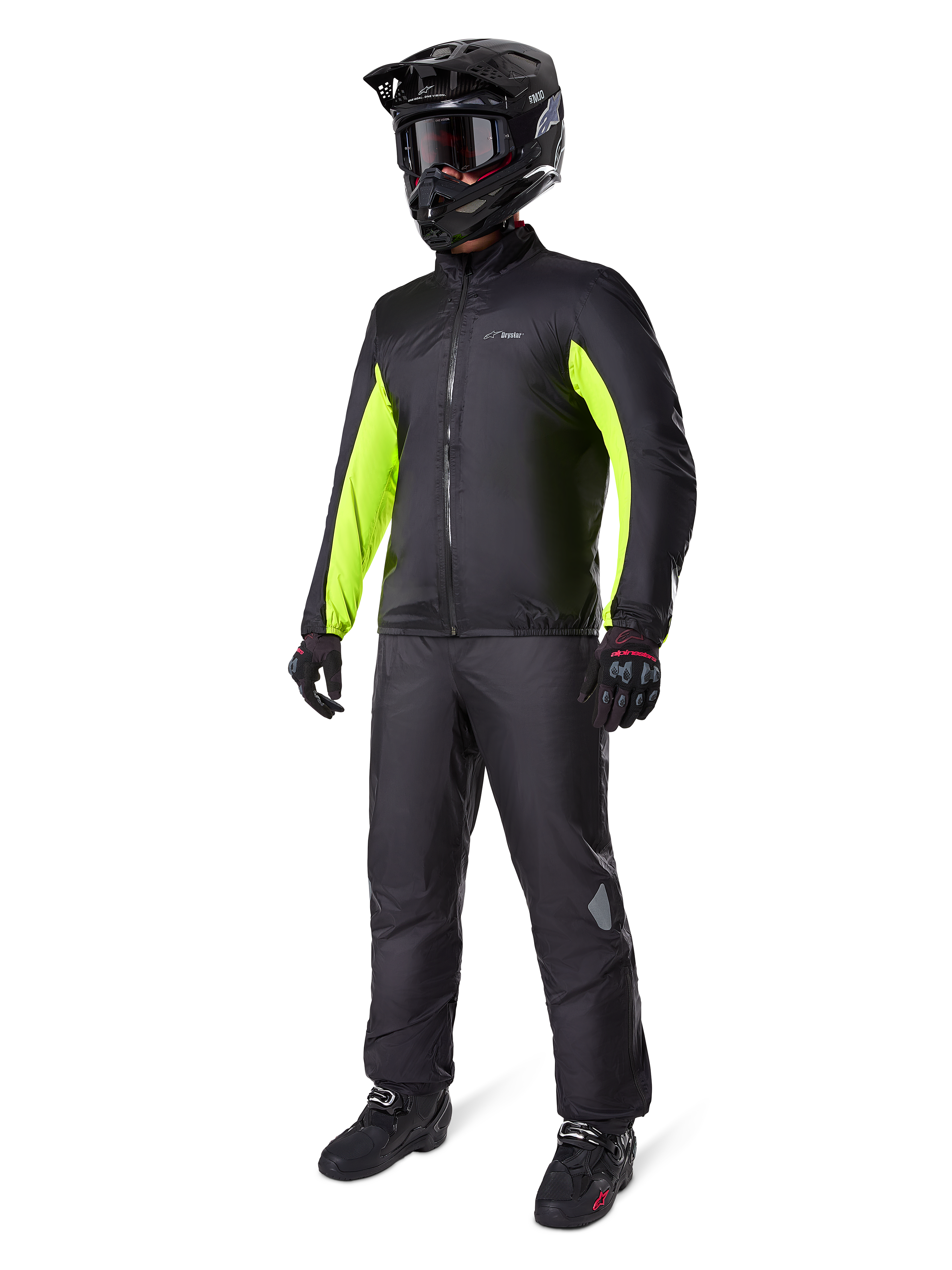 Alpinestars Bogotá Pro Drystar® Jacket liner, men's adventure motorcycle gear, Black and Yellow Fluo, waterproof textile.