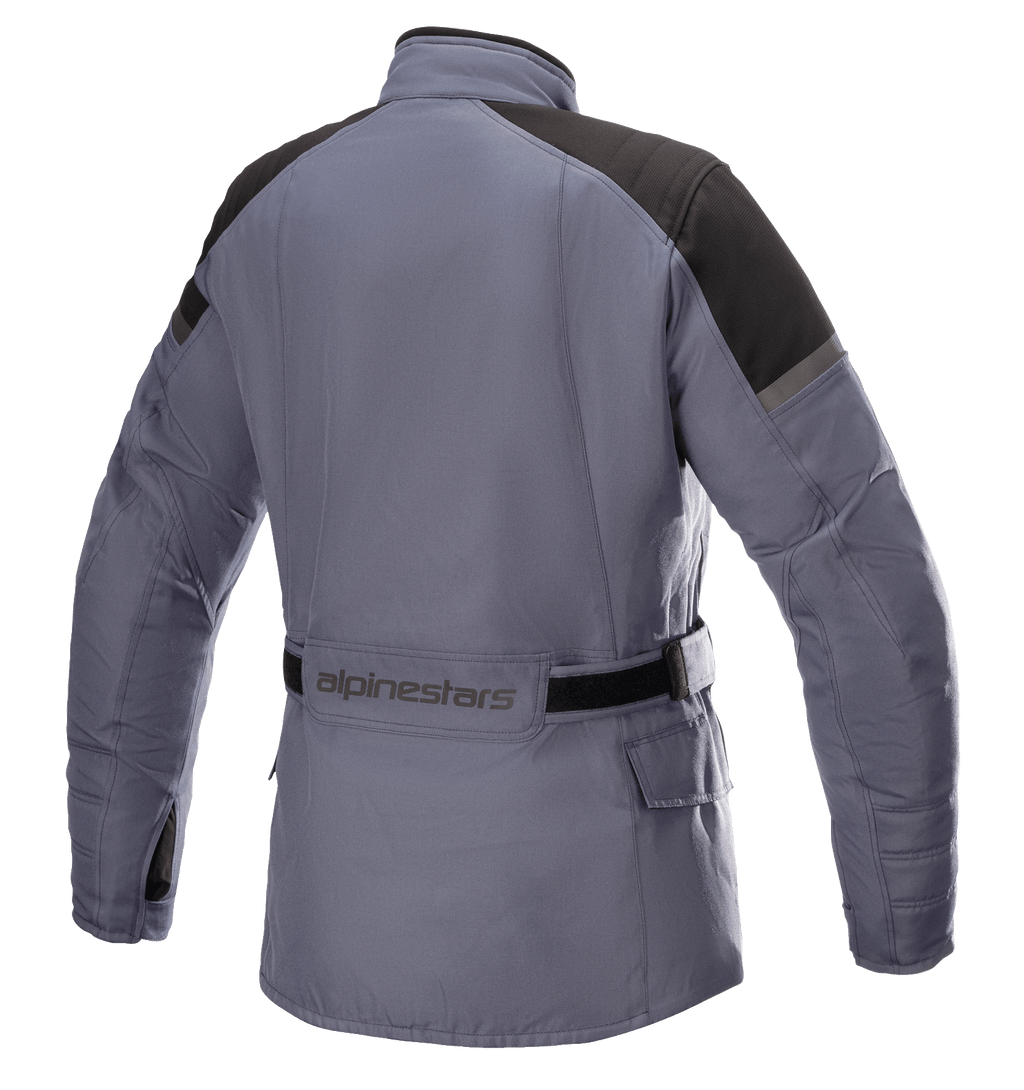 Alpinestars Women Stella Gravity Drystar® Jacket, waterproof motorcycle touring jacket, slate and black, back view.