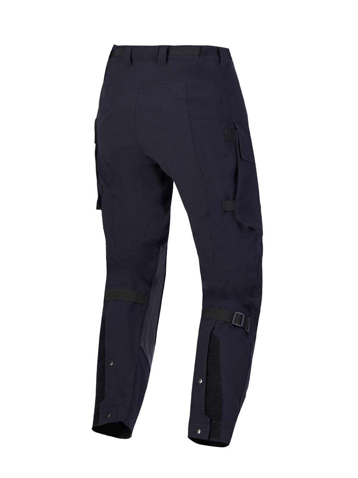 Alpinestars Maxdura Drystar XF Laminated Pants, Men's Adventure Motorcycle Pants, Black and Dark Gray, CE Certified AA, rear view showing ripstop reinforcements and adjustable lower legs